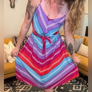 Vintage chevron multi-color spaghetti strap dress